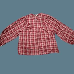 💞Madewell Plaid Long Sleeve Shirt Size XL💞